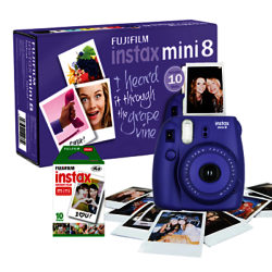 Fujifilm Instax Mini 8 Instant Camera with 10 Shots of Film, Built-In Flash & Hand Strap Purple